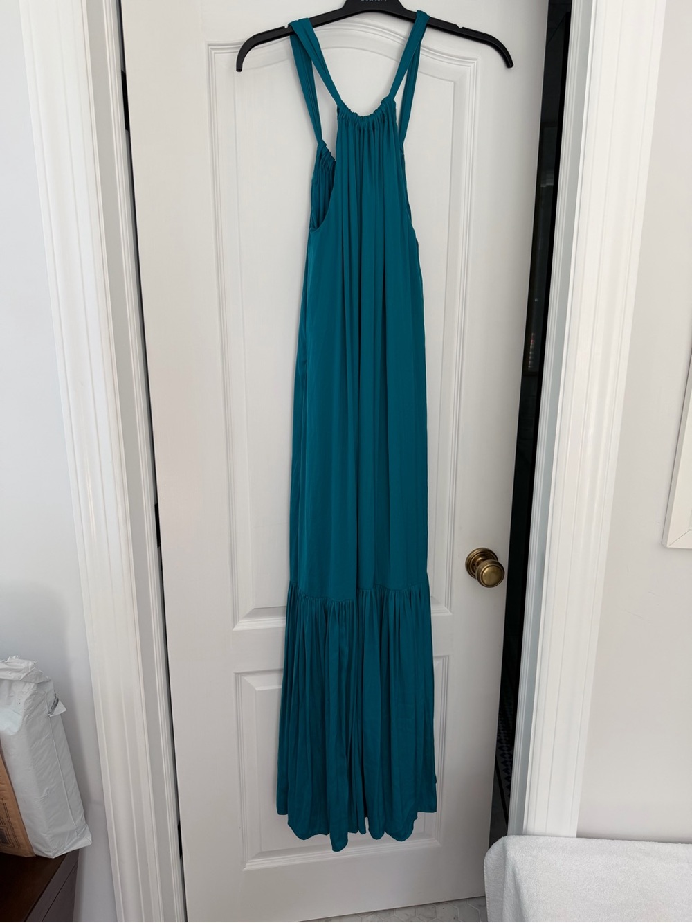Banana Republic Factory Teal Tie Back Maxi Dress Pockets Sleeveless Medium NWT - Picture 4 of 11